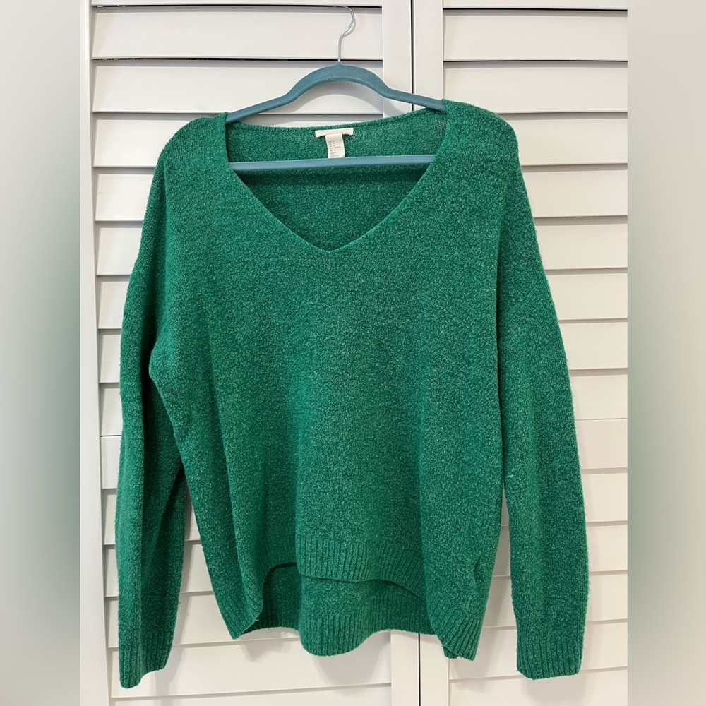 Green H&M Wide Neck Sweater